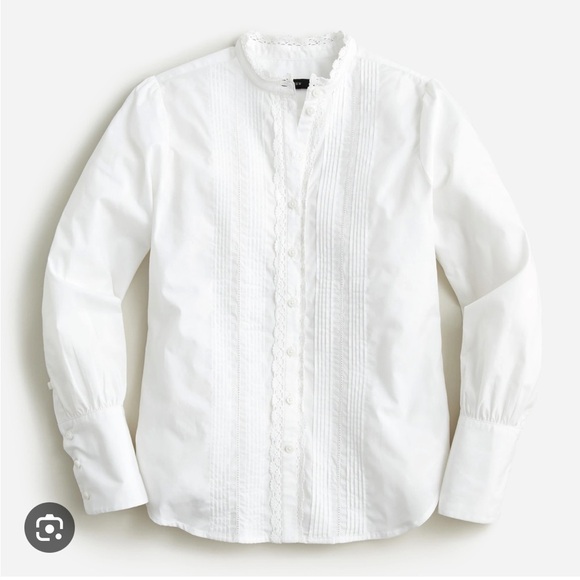 NWT! J. Crew Lace-front button-down poplin shirt - White - Picture 2 of 10